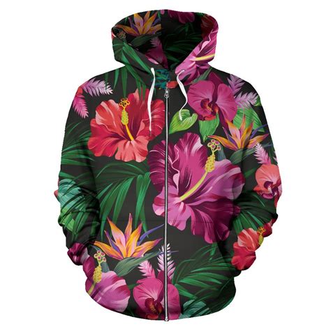 Tropical Print Zip